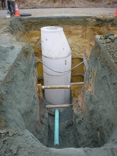 Sanitary sewer manhole installation